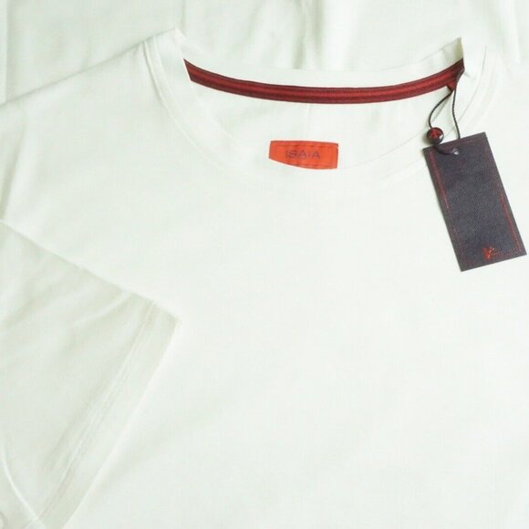 Isaia Napoli Off White Short Sleeve Crewneck Silk Blend T Shirt Sz 2XL BRAND NEW - Picture 1 of 7